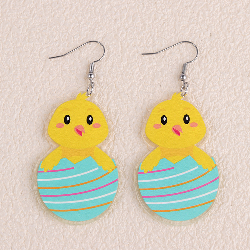 Wholesale Easter Rabbit Radish Chicken Acrylic Printed Earrings