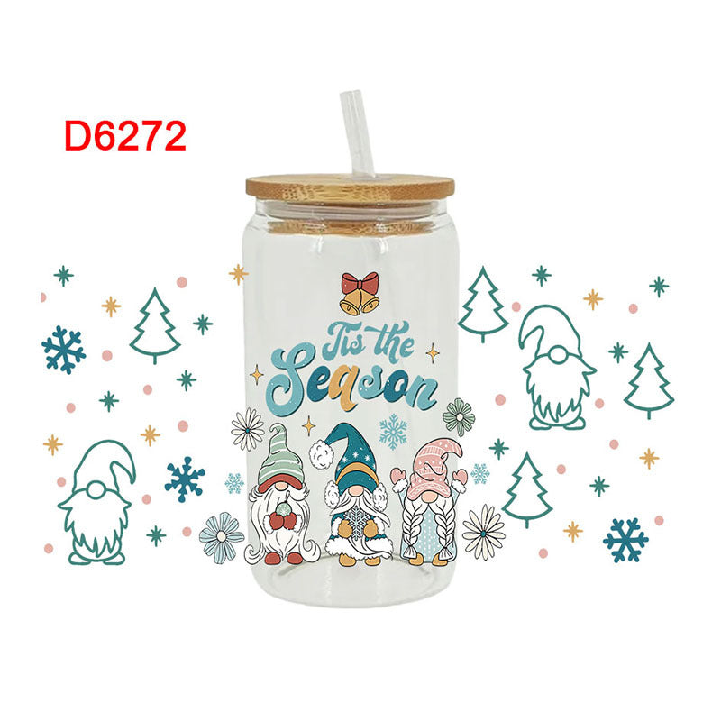 Wholesale  Cartoon Santa Claus 16oz Cup UV DTF Wraps