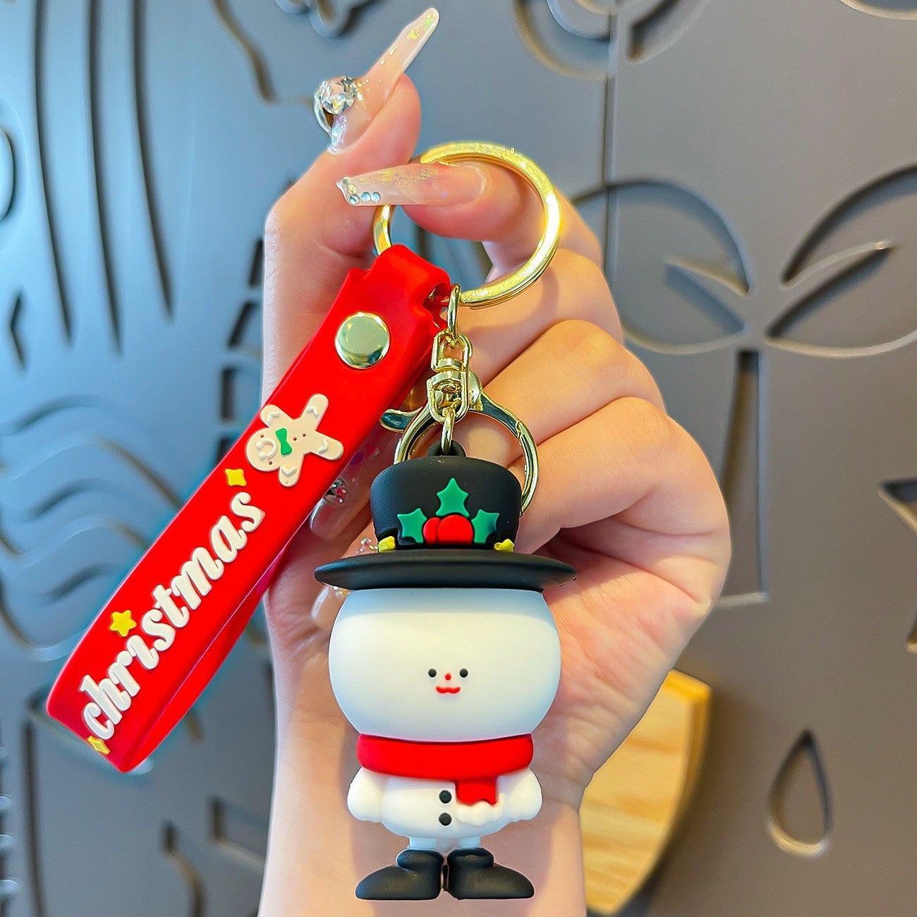 Wholesale Christmas Snowman Car Soft Rubber Keychain