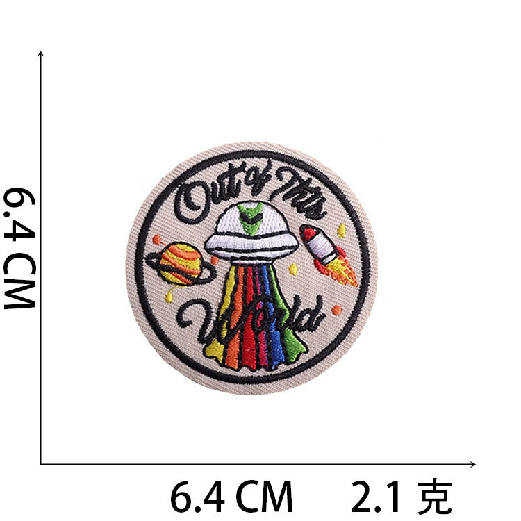 Wholesale Modern Iron On Embroidered Patch Set Astronaut Spaceship Cartoon Mushroom Designs Trendy Clothing Accessory For Gift Resale