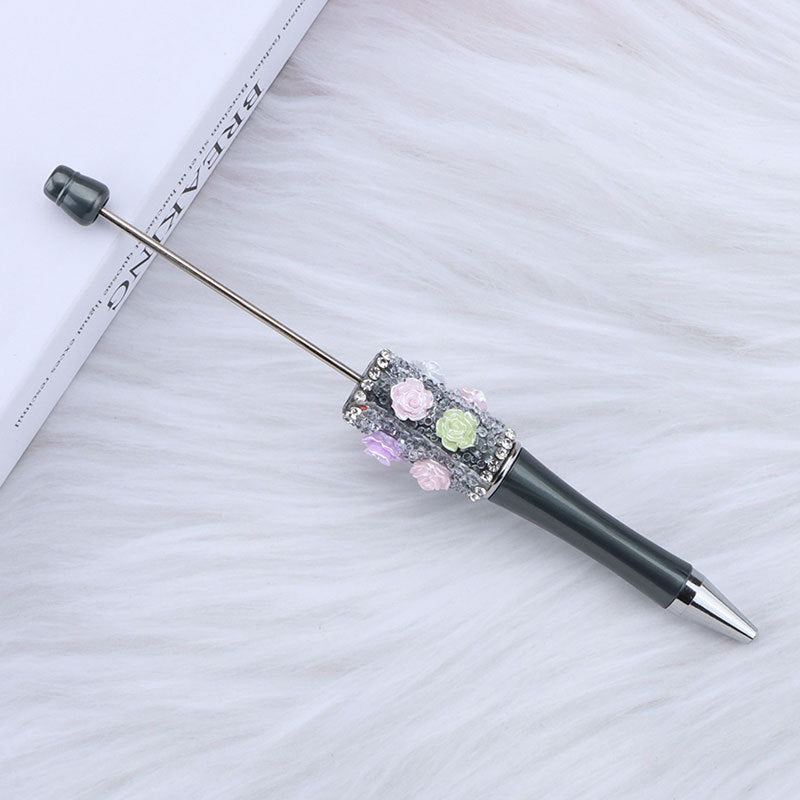 Wholesale 50pcs DIY Rose Flower Sugar Diamond Small Flower Embellishment Creative Beaded Round Bead Cute Pen