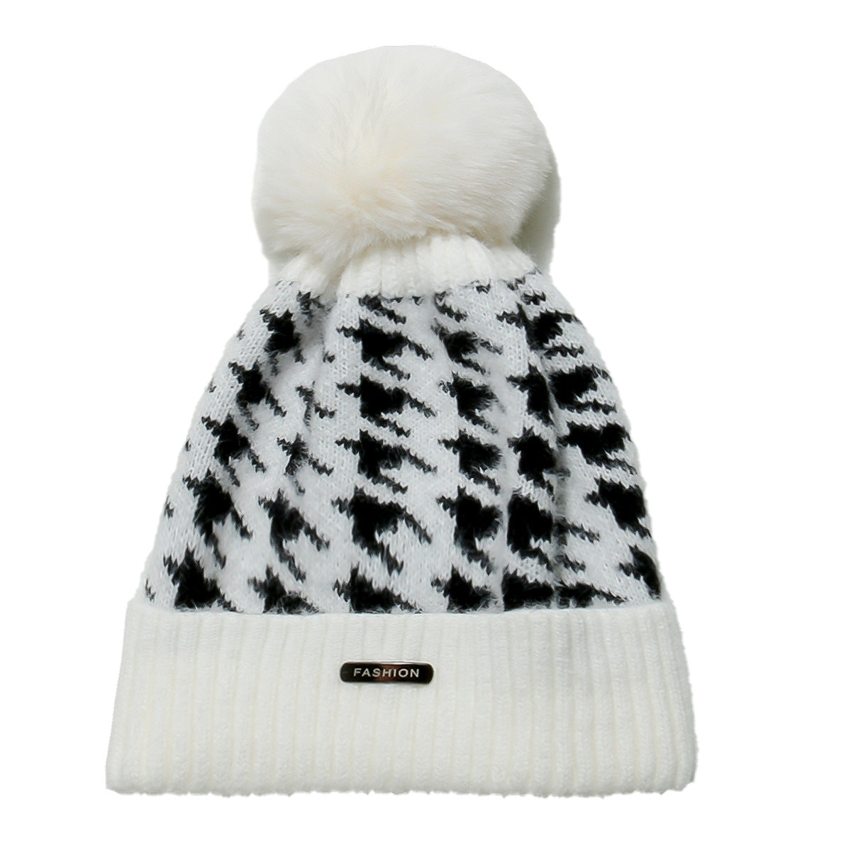 Wholesale Autumn/winter New Casual and Versatile Trend Houndstooth Knit Hat