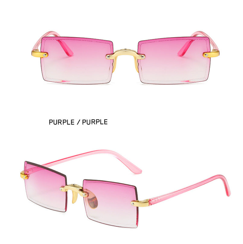 Wholesale PC Frameless Cut Edge Square Gradient Sunglasses