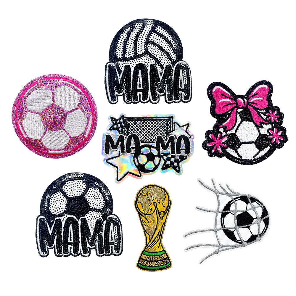 Wholesale Trendy Blue Ball Sequin Embroidered Patch With Bow Iron On Adhesive For Coats DIY Fashion Accessory Gift