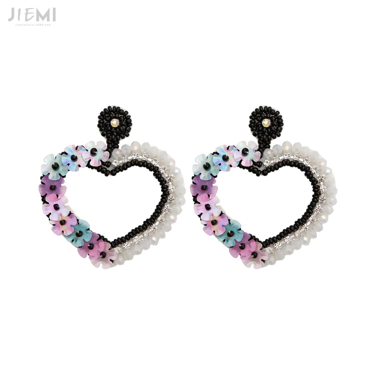 Wholesale Valentine's Day Bohemian Retro Ethnic Style Flower Sequin Love Earrings