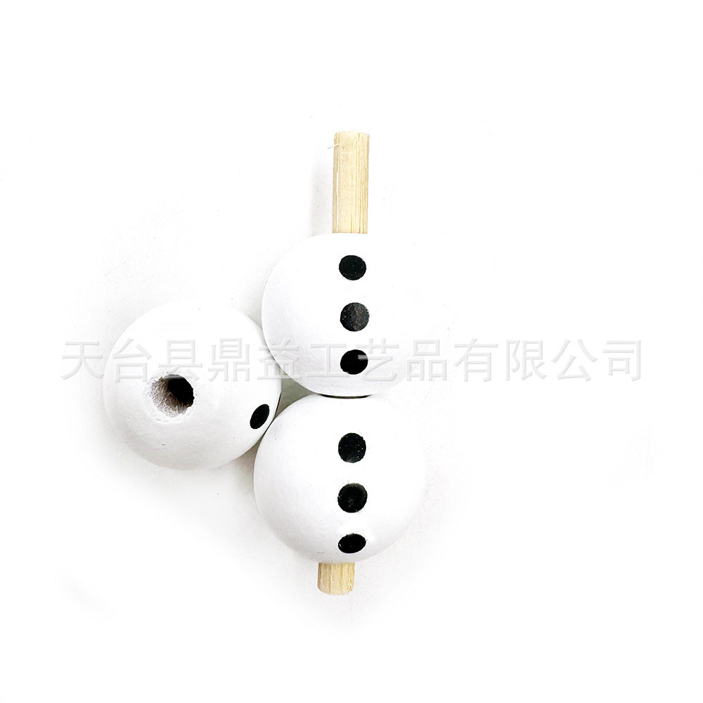 Wholesale 100pcs/pack Christmas Wooden Beads Snowman Beads