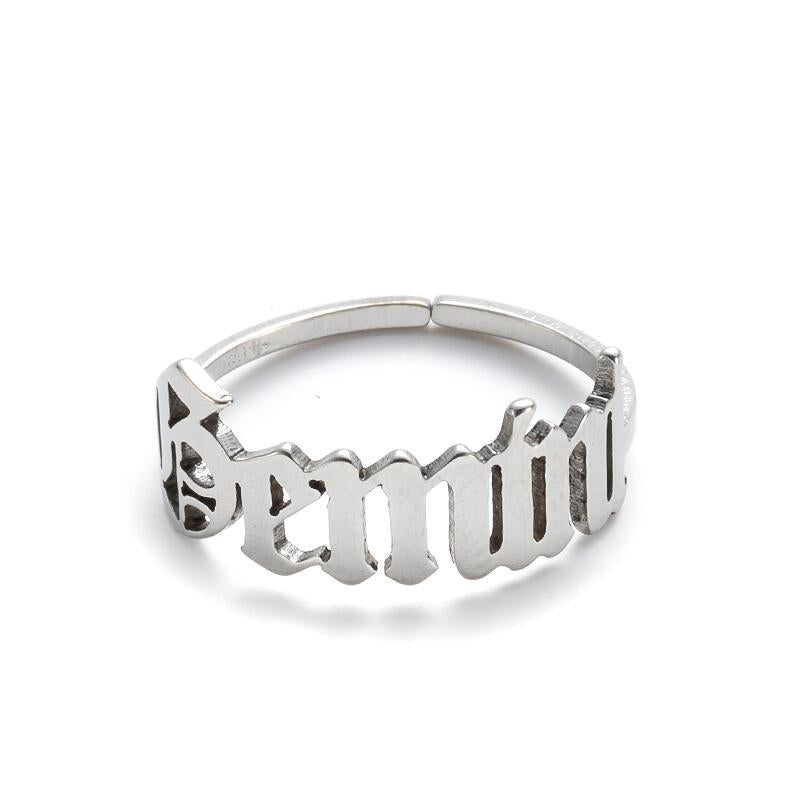 Wholesale Stainless steel retro twelve zodiac simple open ring