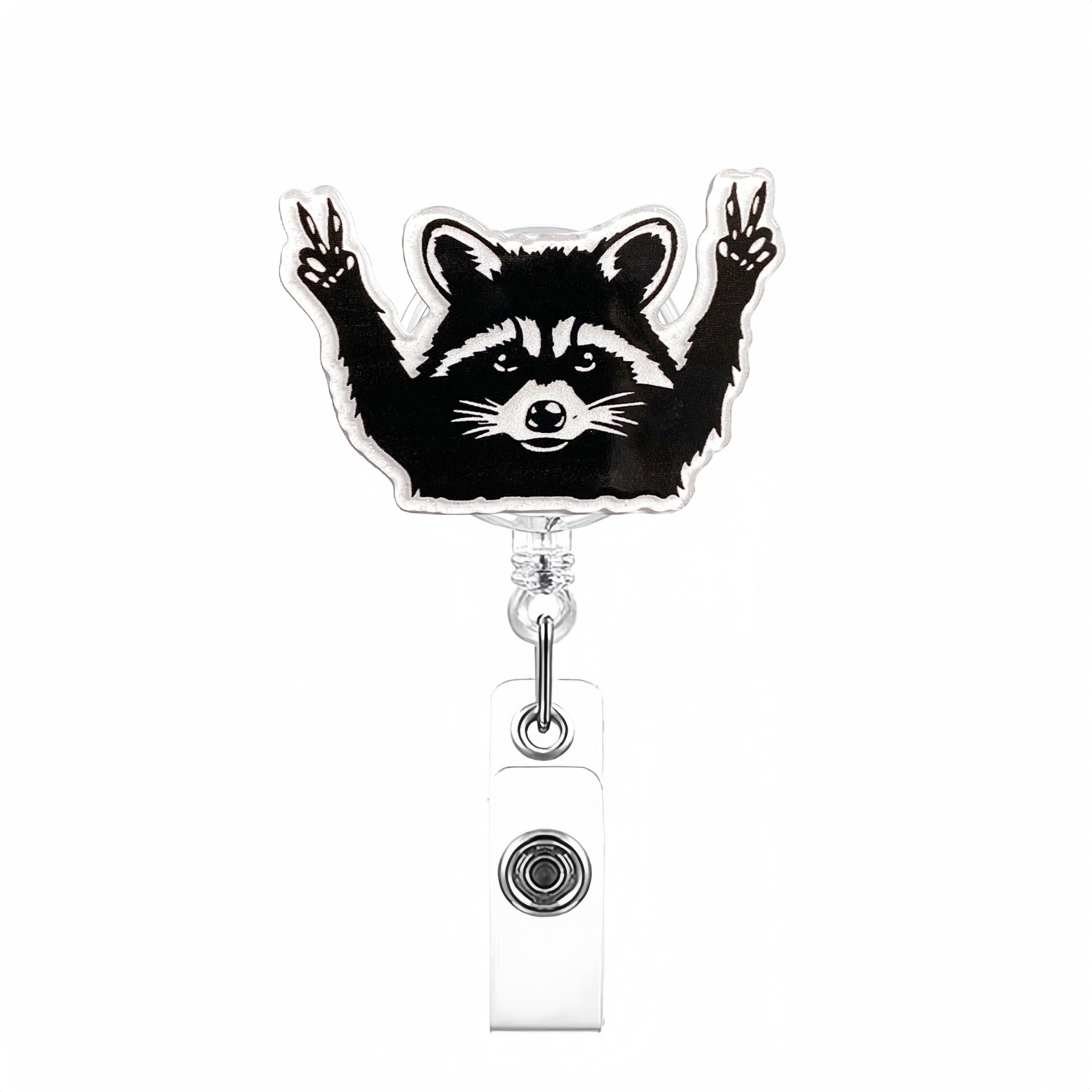 Wholesale Raccoon retractable rotating easy-pull buckle creative keychain