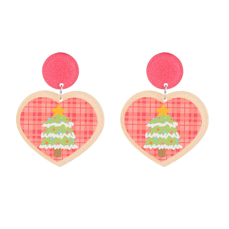 Wholesale Christmas Snowflake House Christmas Tree Gingerbread Man Acrylic Earrings