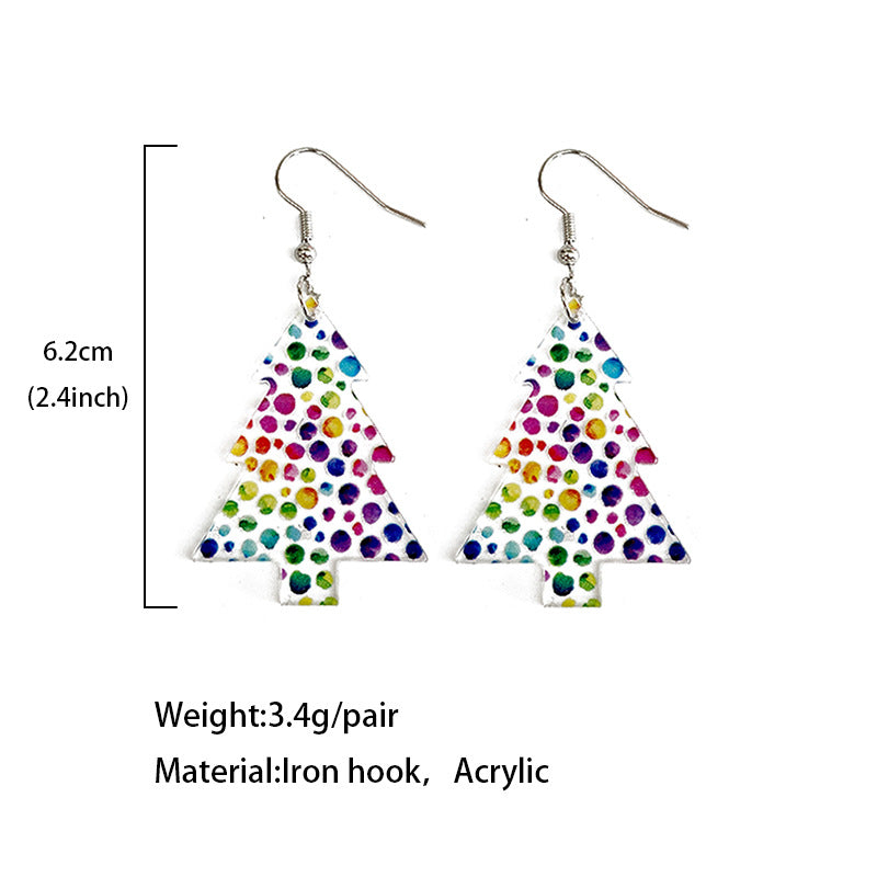 Wholesale Christmas Tree Black and Red Plaid Colorful Acrylic Earrings