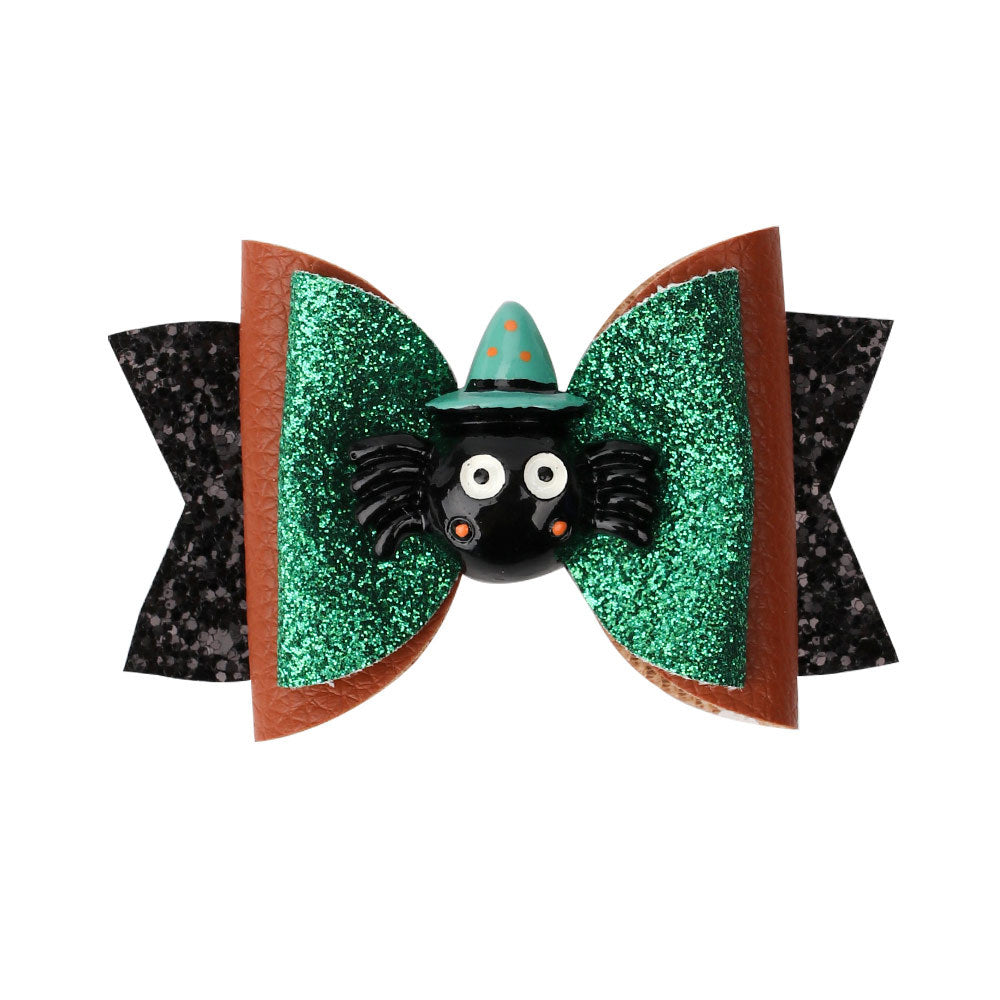 Wholesale Bow Pumpkin Leather Kids Hair Clips
