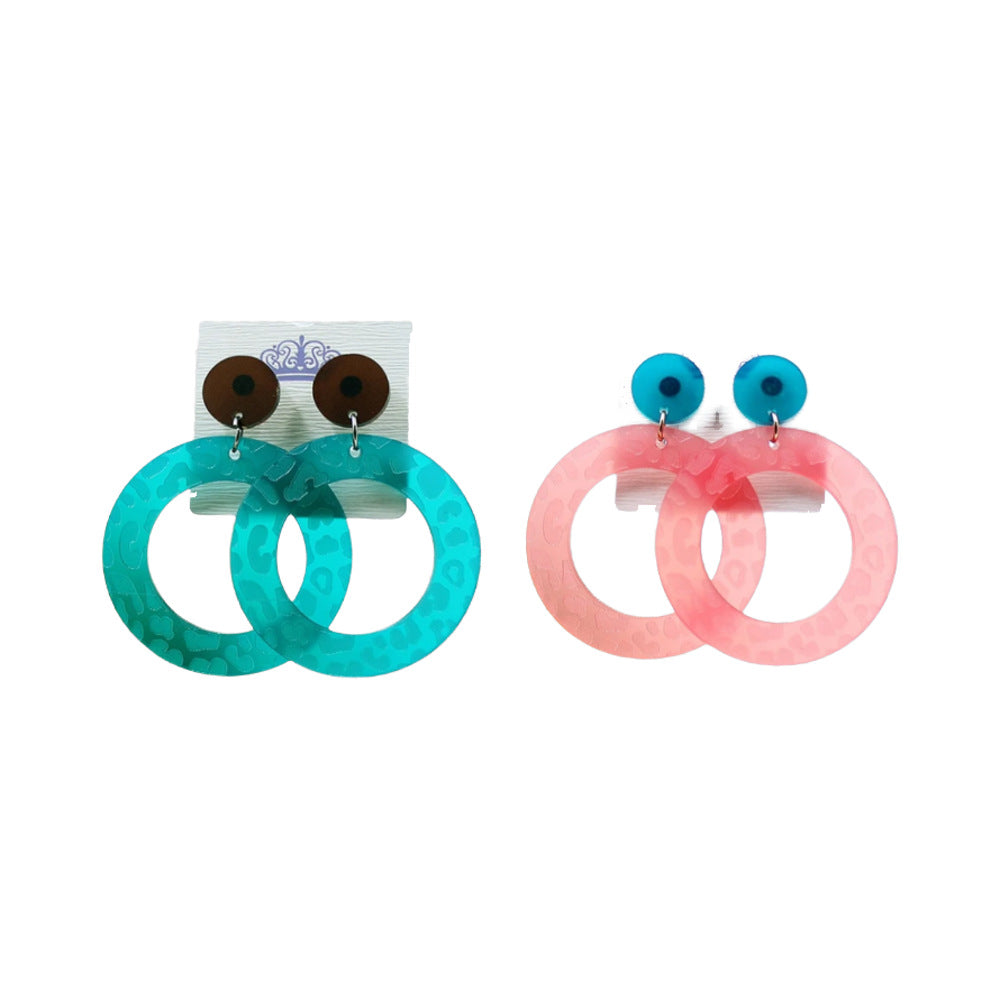 Wholesale Solid color round leopard print acrylic geometric earrings