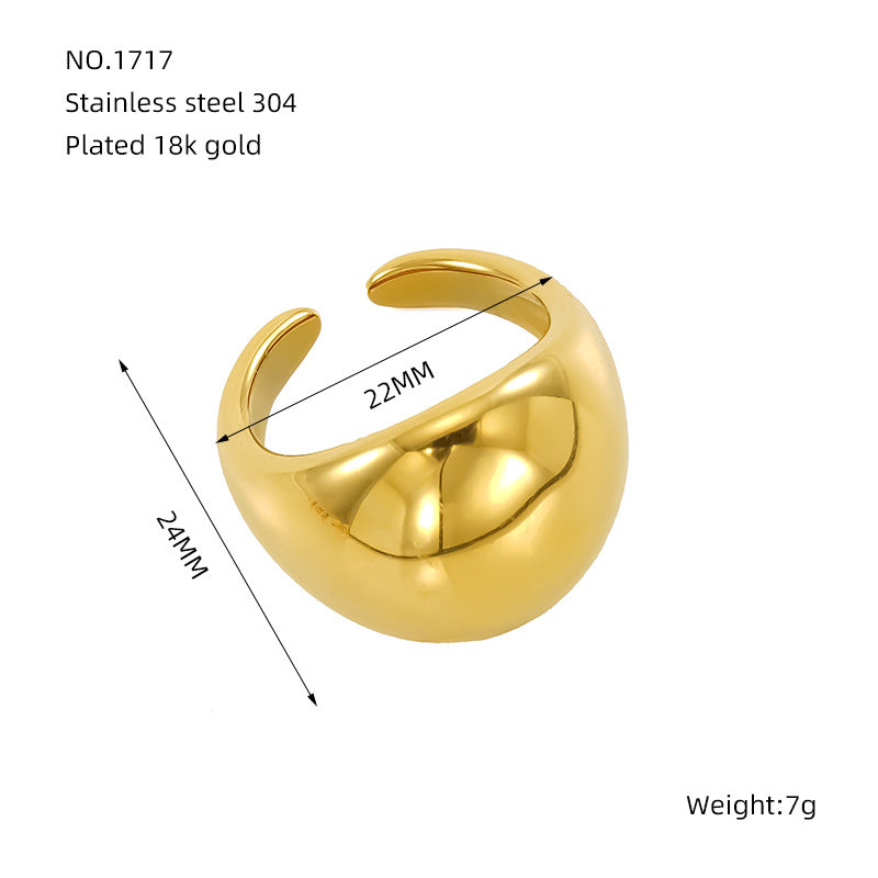 Wholesale Titanium steel ring for women, exaggerated love irregular smooth open ring for women