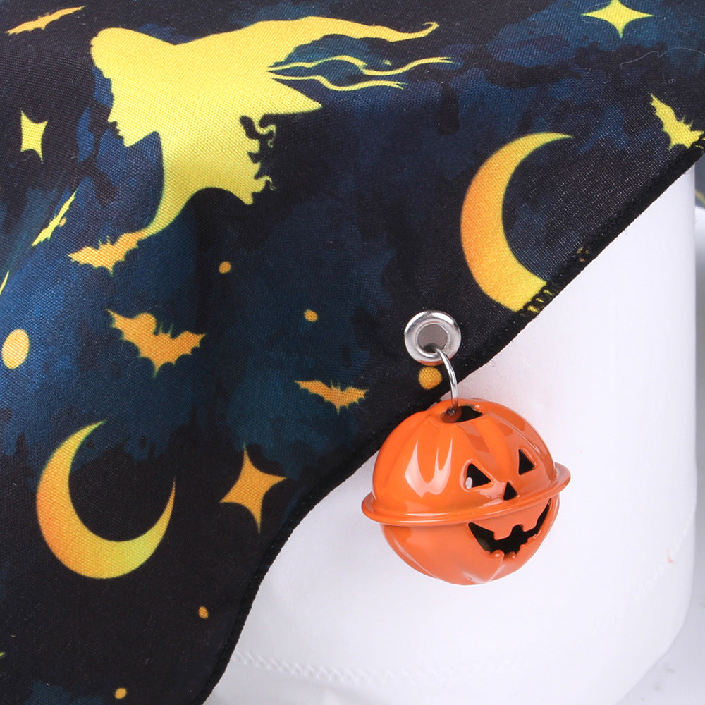 Wholesale 2PCS Pet Halloween Pumpkin Bell Pet Polyester Bibs