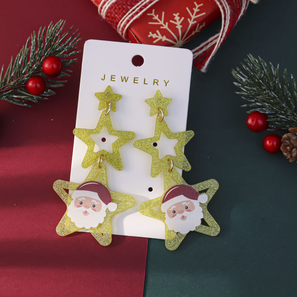 Wholesale Colorful Stars Christmas Acrylic Earrings