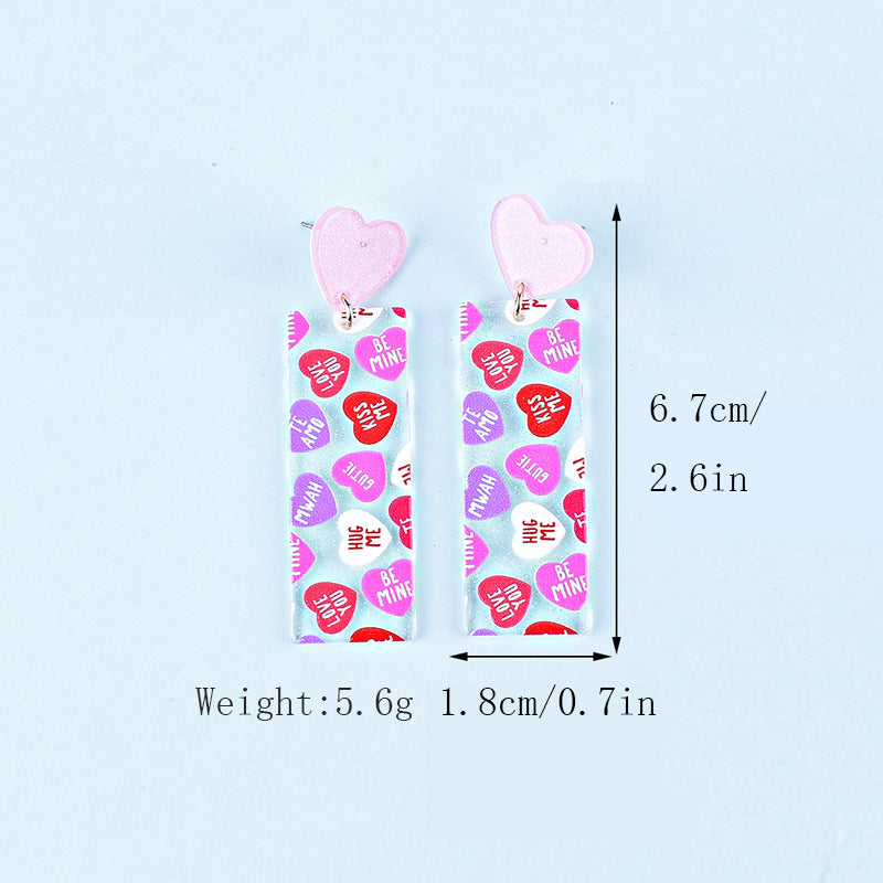 Wholesale Valentine's Day Love Letter Love Heart-shaped Red and Pink Earrings
