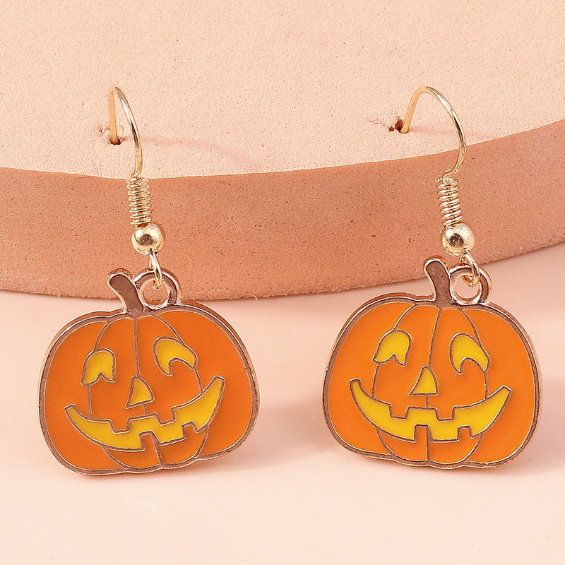 Wholesale Halloween Decorations Ghost Pumpkin Elf Bat Alloy Earrings