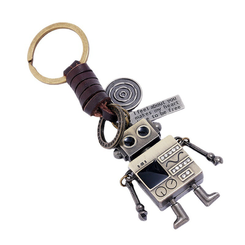 Wholesale Retro Woven Robot Alloy Keychain with Movable Hands and Feet