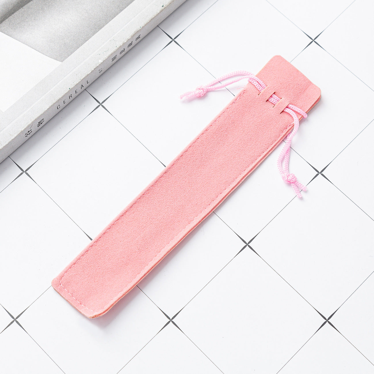 Wholesale Double-Sided Thick Flannel Drawstring Pencil Bag in Pink - Stationery Gift for Boutique Resale