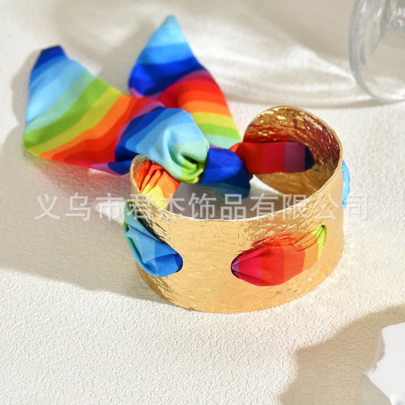 Wholesale Rainbow f heart metal irregular bracelet