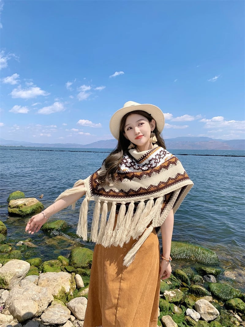 Wholesale Bohemian Acrylic Triangle Shawl Scarf