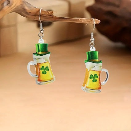 Wholesale San Pachrette Holiday Green Cute Animal Bow Acrylic Frog Parade Earrings