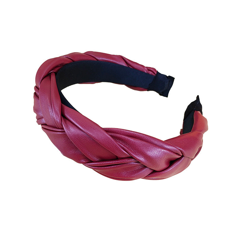 Wholesale PU leather braided braid headband hair pressing non-slip fashionable all-match headband
