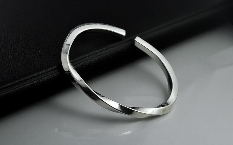 Wholesale Retro Woven Twist Open Cuff Men S Bracelet Geometric Design Silver Tone Jewelry Accessory Trendy Boutique Resale Gift
