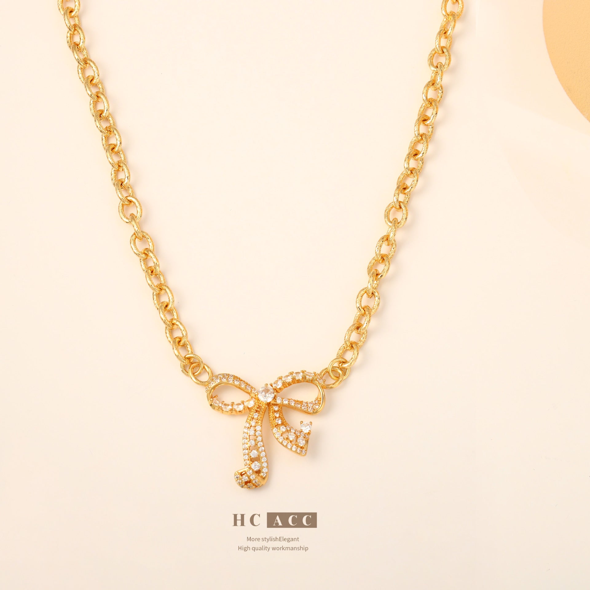 Wholesale Bow Inlaid Zirconia Fashion Necklace