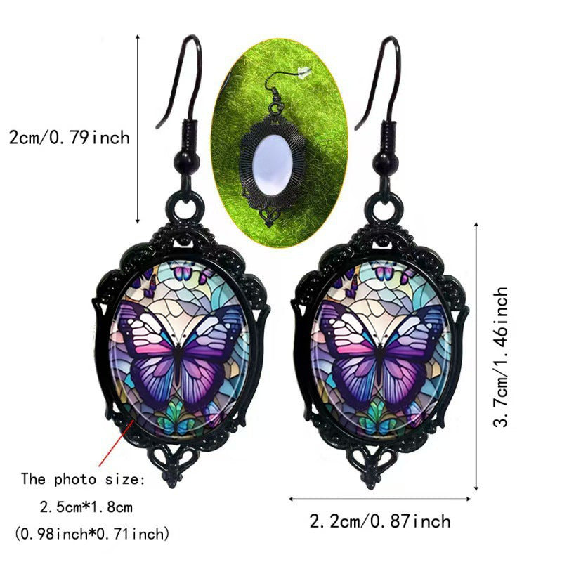 Wholesale Vintage Gothic Bat  Flower Halloween Pendant Earrings