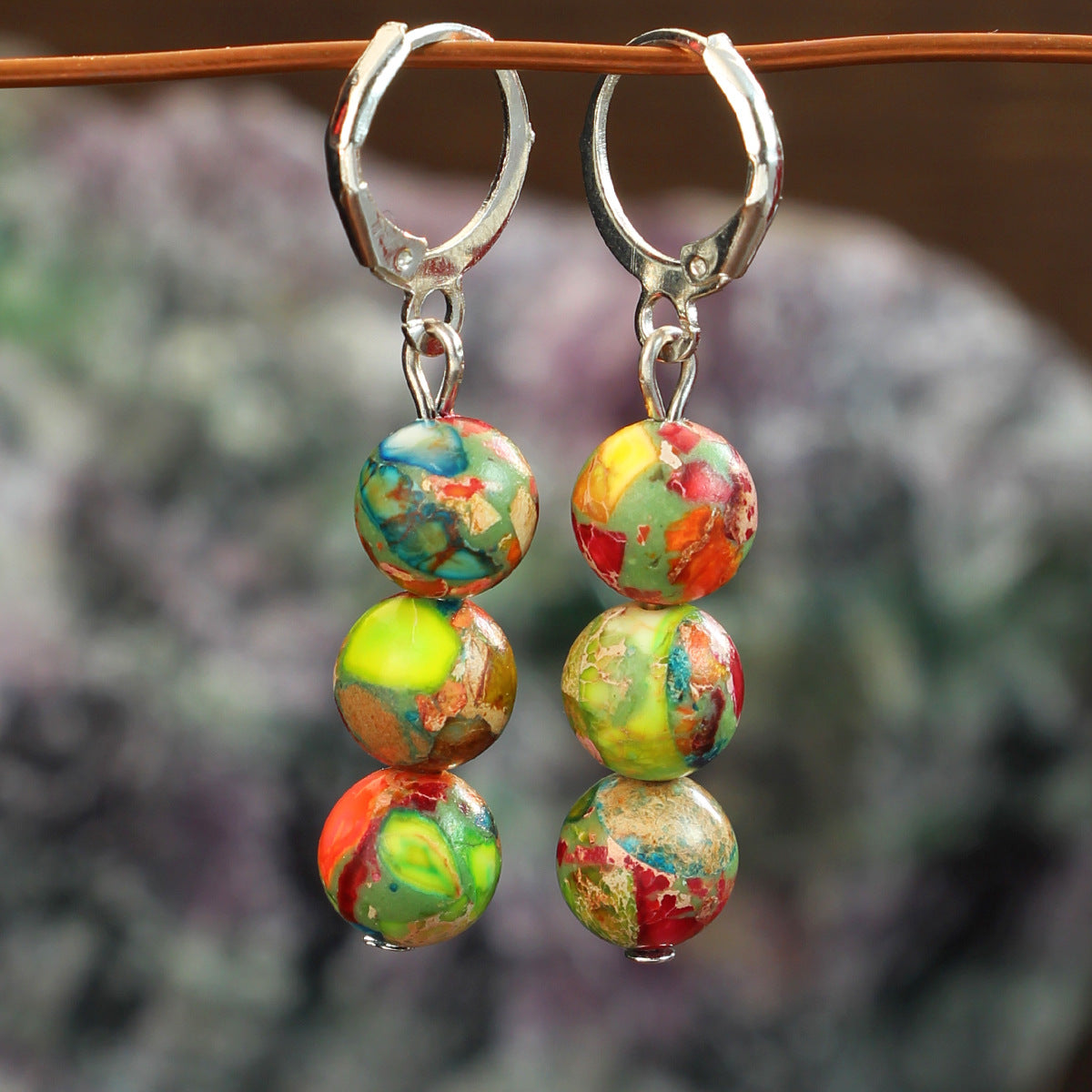 Wholesale Bohemian style natural stone earrings