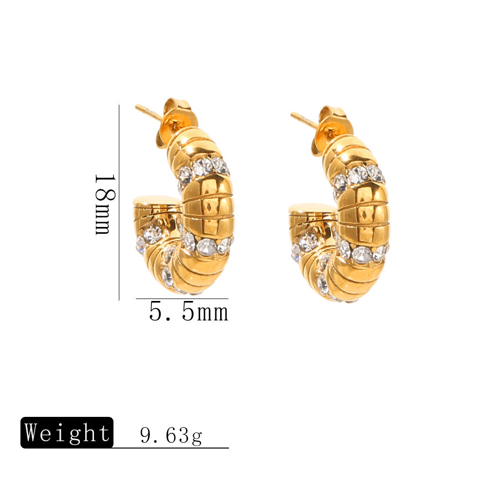 Wholesale Titanium Alloy Gold-Colored Earrings Luxury Style