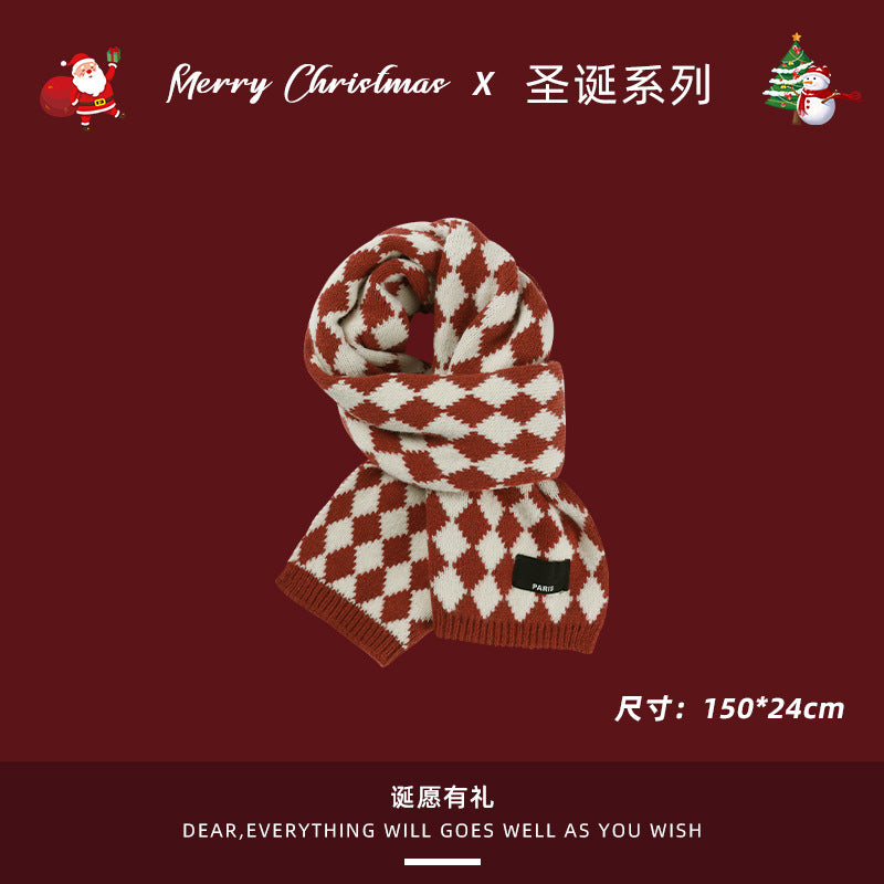 Wholesale Christmas Deer Winter Warm Plaid Scarves