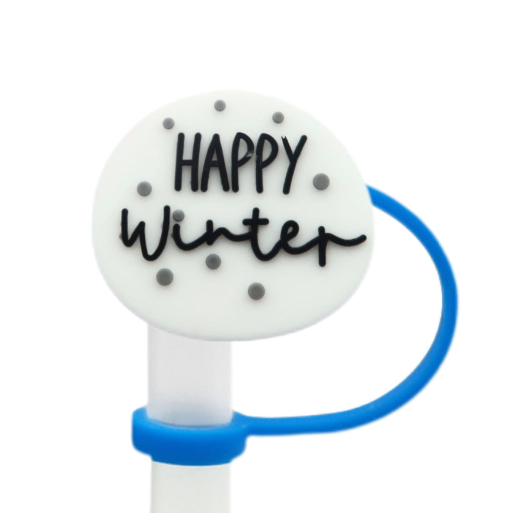 Wholesale 10pcs Winter Series Straw Cap Straw Sleeve Straw Tube Cap