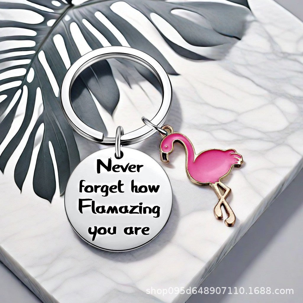 Wholesale Flamingo Stainless Steel Keychain