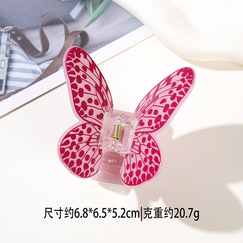 Wholesale Butterfly Print PVC Hair Claw Clip Chic Everyday Hair Accessory Boutique Resale Gift
