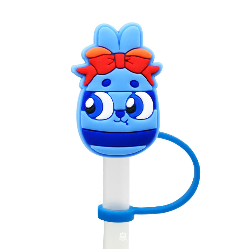 Wholesale of 10pcs Easter Cartoon Silicone Straw Sets