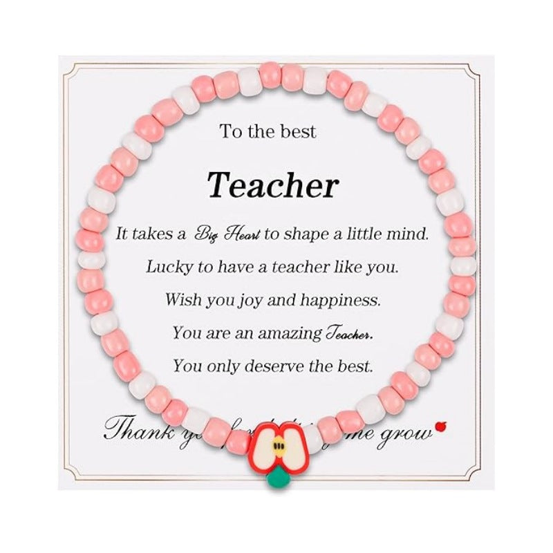 Wholesale Letter Teacher' s Day Soft Ceramic Apple Layered Bracelet Set