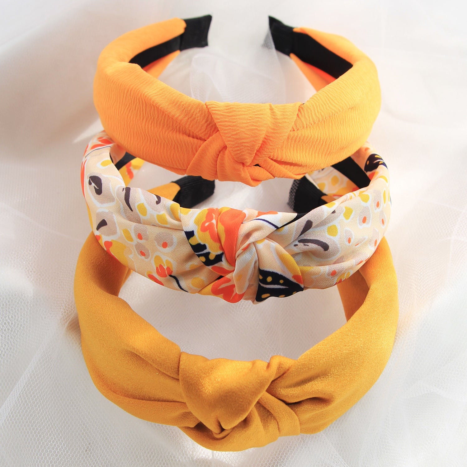 Wholesale Fabric flower cross knot wide edge headband