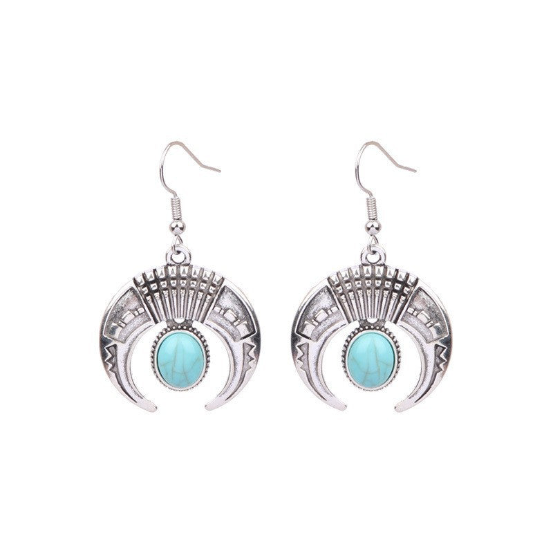 Wholesale Turquoise Bohemian Tassel Geometric Alloy Vintage Earrings