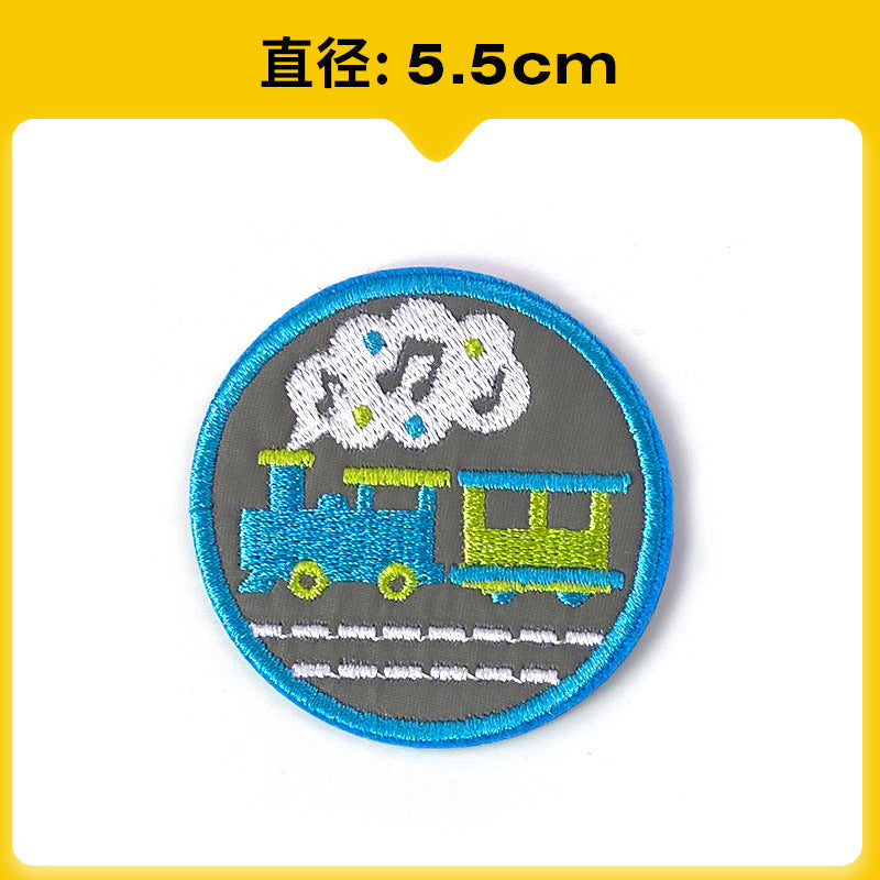 Wholesale Chic Reflective Cartoon Embroidered Patch For Backpack Coat School Bag Safety Decorative Badge
