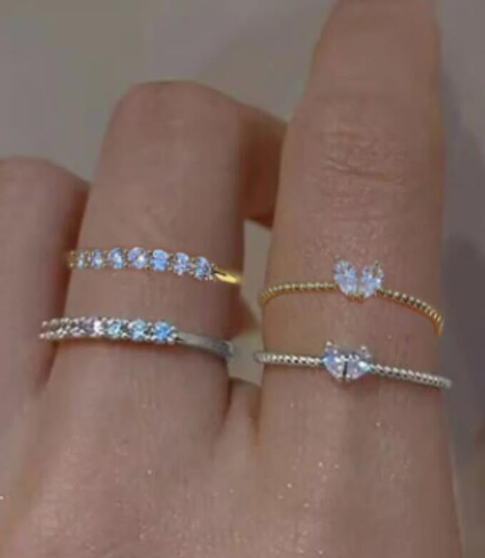 Wholesale Live diamond heart open ring set