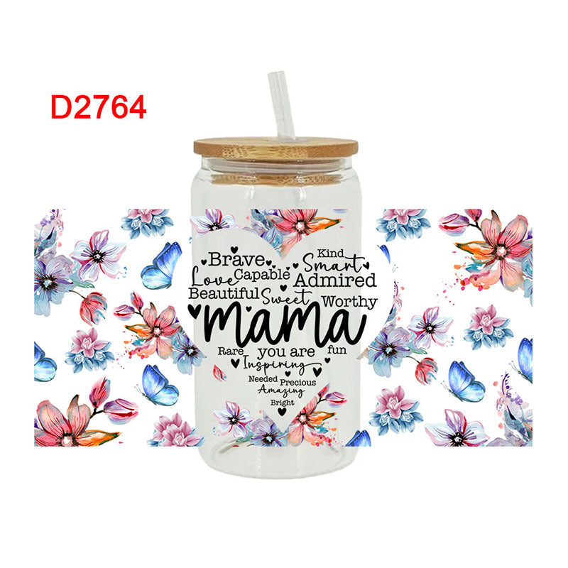 Wholesale Cartoon Family Love Mother' s Day Print 16oz Cup UV DTF Wraps