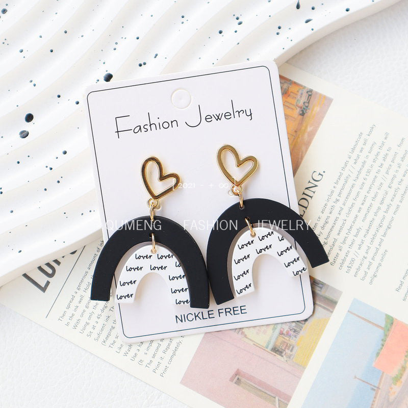 Wholesale Valentine' s Day arched love acrylic earrings