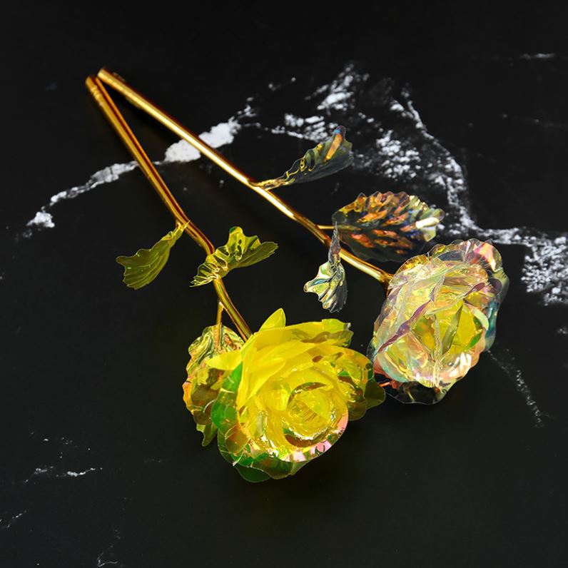 Wholesale of 10pcs Valentine's Day 24k Gold Foil Luminous Plastic Roses