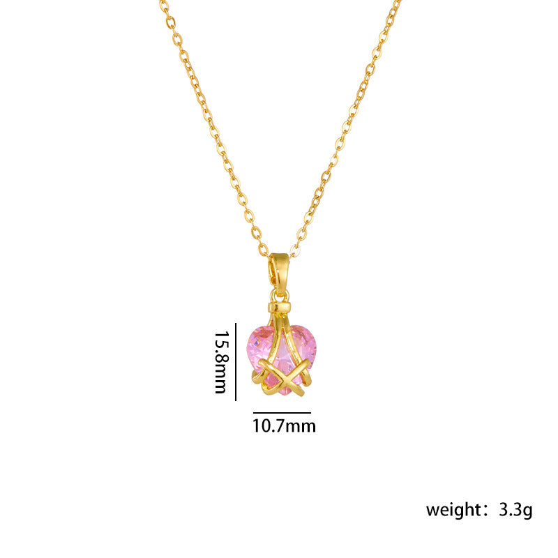 Wholesale birthday Stone Love necklace female niche design luxury design pendant accessories clavicle chain