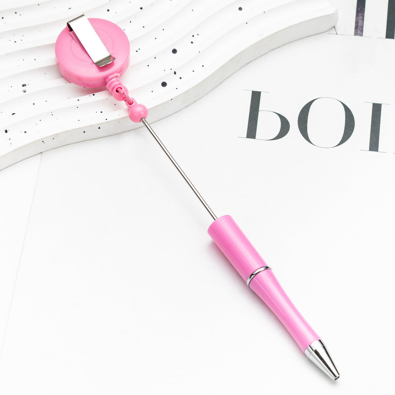 Wholesale 2pcs Beadable Pens Retractable Buckle Plastic Easy Pull Buckle Ballpoint Pen