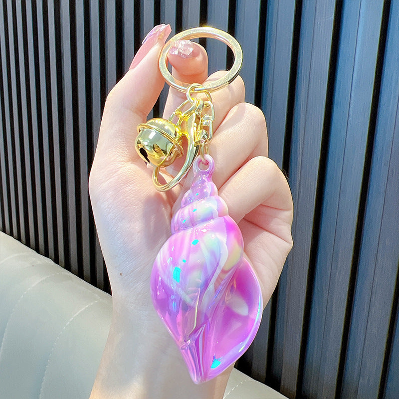 Wholesale Color Plated Large Conch Electroplated Colorful Acrylic Key Chain