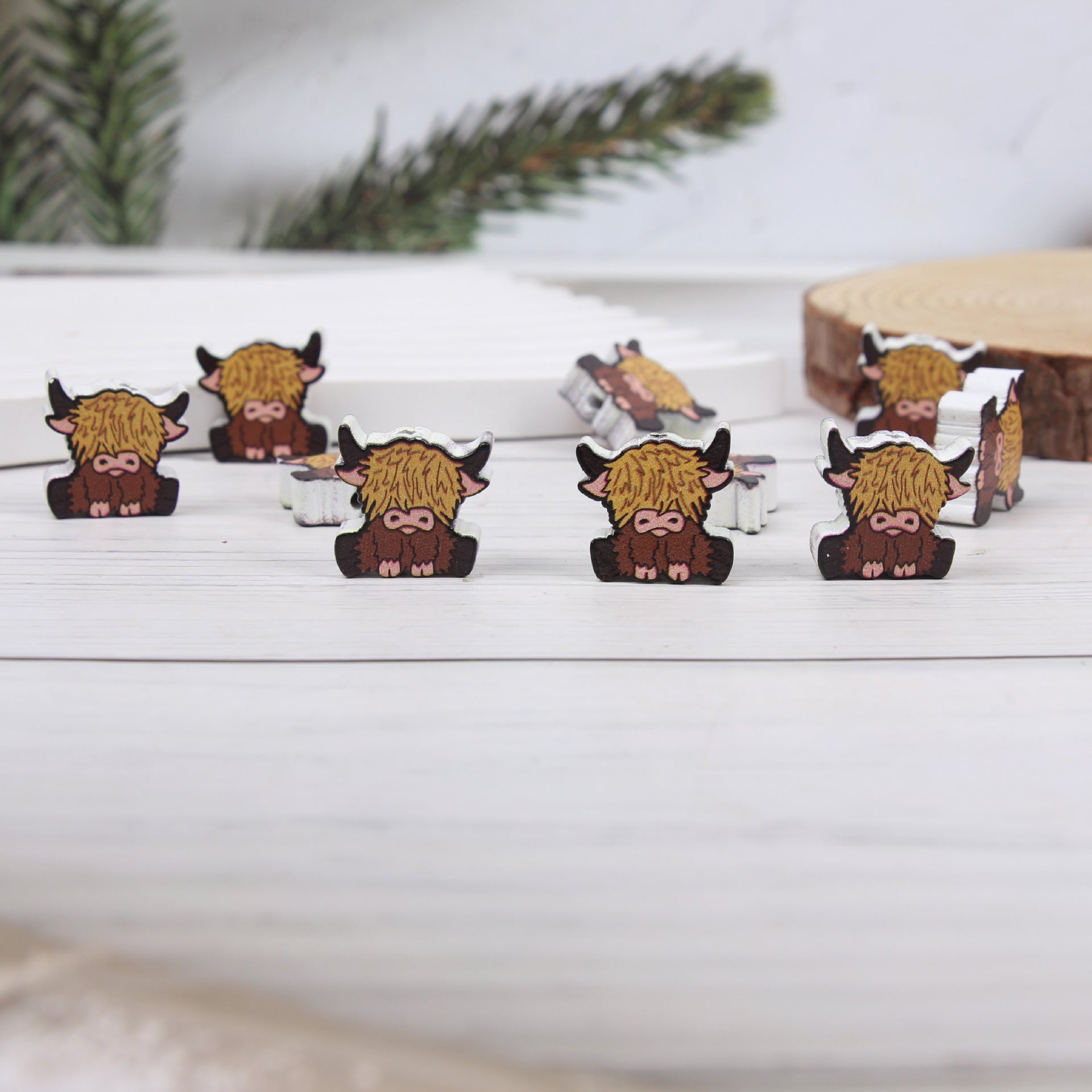 Wholesale 20pcs 16mm Cow Color DIY Wooden Beads Hemp Rope Accessories