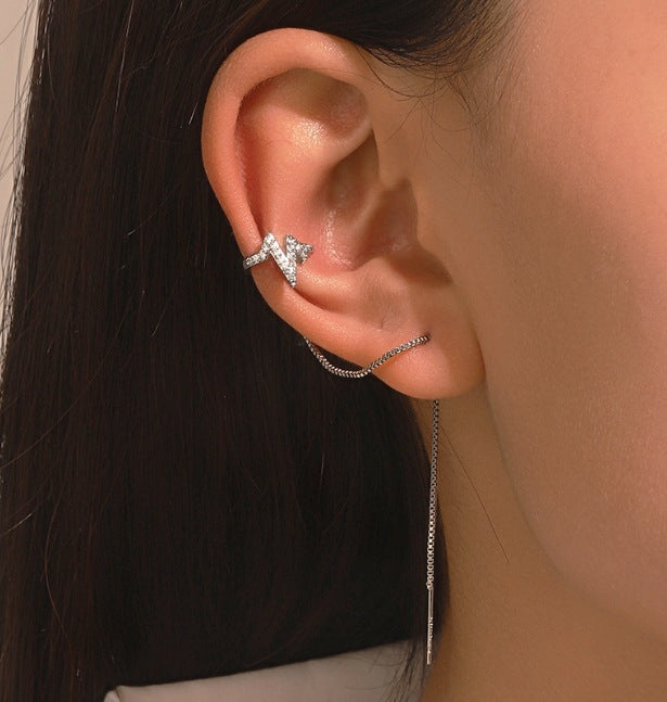 Wholesale Copper Electroplated Long Chain Tassel Ear Cuff Clip For Women No Piercing Stylish Everyday Jewelry Accessory